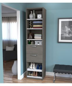 19.5 Shoe/Closet Storage Unit with drawers in Bark Gray and White