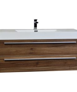 47" Wall-Mount Contemporary Bathroom Vanity Walnut Optional Mirror