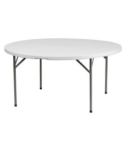5-Foot Round Granite White Plastic Folding Table