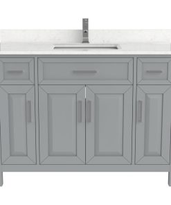 Terrence 48" Vanity with Power Bar and Drawer Organizer, Oxford Gray