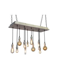 Urban Industrial Chandelier, Antique White, Black Socket, Suspended