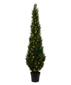 Vickerman TP170684LED 7' Artificial Potted Green Cedar Tree