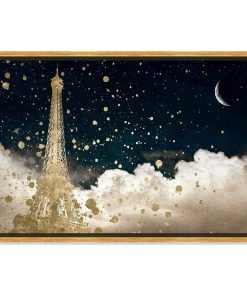 Unique Wall Art, Golden Finished Frame With Eiffel Tower Painting On Canvas
