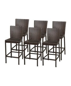 TKC Napa Outdoor Wicker Bar Stools in Espresso, Set of 6