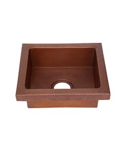 17" Rimmed Rectangle Copper Kitchen Prep Sink by SoLuna, Matte Copper