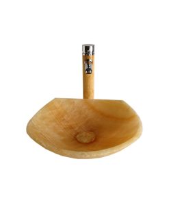 Vincent Honey Onyx Stone Bathroom Vessel Sink with Faucet and Drain