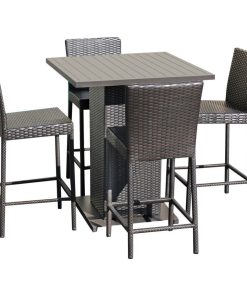 TK Classics Napa 5 Piece Wicker Patio Pub Set in Espresso