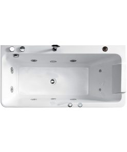 60" Acrylic Rectangular Whirlpool Water Massage Bathtub, Chromatherapy LED