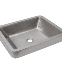 19" Rectangle Skirted Vessel Hammered Copper Sink, Nickel