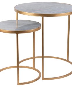 Surya Hearthstone HTS-004 Nesting Table Set, Gray/Gold
