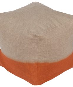 Surya Dip Dyed Cube Pouf in Light Gray,Burnt Orange Color DDPF007-181818
