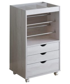 3-Drawer Storage Cabinet With, Caters White Oak