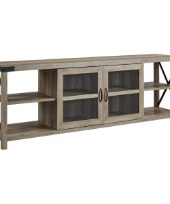 70" Farmhouse Metal X TV Stand, Gray Wash