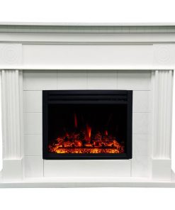 47.8" York Electric Fireplace Mantel With Deep Log Insert, White