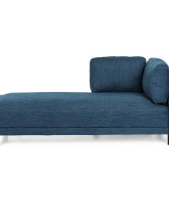 Wellston Contemporary Fabric Upholstered Chaise Lounge, Navy Blue and Black