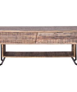 20"x63"x28.5" Natural/Black Wood Iron Media Unit