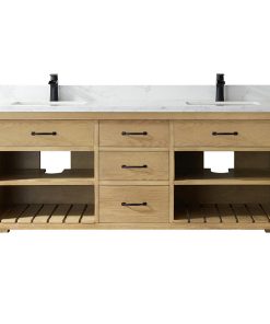 Valencia Vanity, White Composite Top, Washed Ash, 72", Without Mirror
