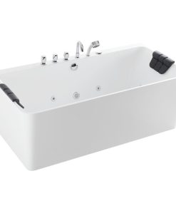 67" L x 33.5" W White Acrylic Center Drain Freestanding Whirlpool Tub