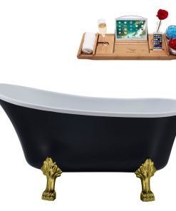 67" Streamline N367BGL-IN-CH Clawfoot Tub and Tray With Internal Drain