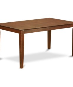 7-Piece 60" Table and 6 Chair With Mahogany Leg and Pu Leather Firebrick Red