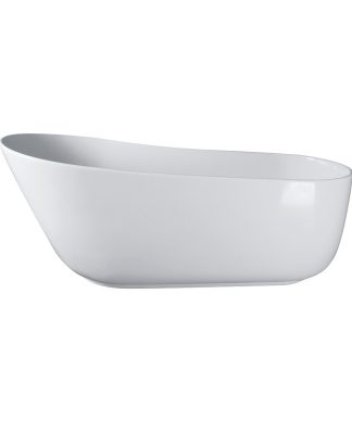 Vanity Art Solid Surface Resin Stone Freestanding Bathtub, Glossy White, 67"x31.