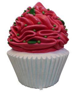 White Cupcake With Hot Pink Icing And Lime Green Sprinkles