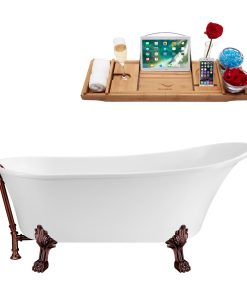 59" Streamline N341ORB-ORB Soaking Clawfoot Tub and Tray With External Drain