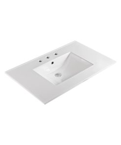 Unique 37"x22" Ceramic Vanity Top, White With 8" Widespread Drilling