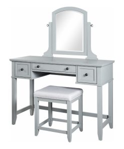 Vista 3-Piece Vanity Set Gray, Vanity, Mirror, Stool