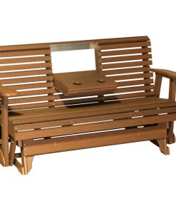 5 Foot Rollback Glider Bench in Premium Woodgrain Poly Lumber, Antique Mahogany