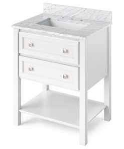 30" Adler Vanity With White Carrara Marble Top White
