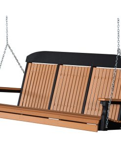 5' High Back Poly Porch Swing, Cedar/Black