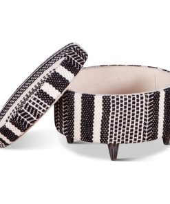 24" Upholstered Multi-Color Storage Ottoman, Storage Stool, Boho Ottoman