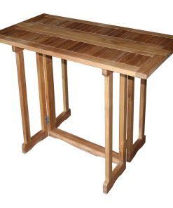 Teak Wood Hatteras Rectangular Folding Outdoor Patio Bar Table, 55"x28"