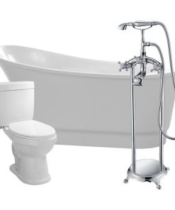 67" Acrylic Flatbottom Non-Whirlpool Bathtub, Tugela Faucet, Talos 1.6 GPF