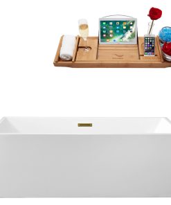 66" Streamline N260BGL Soaking Freestanding Tub and Tray With Internal Drain