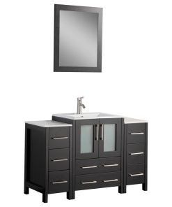 Vanity Art Vanity Set With Ceramic Top, 48", Espresso, Standard Mirror