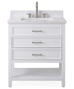 Tennant Brand Single Sink Vanity, Felton, White, 30'', Fairy White Quartz