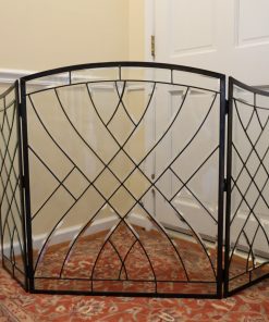 TMI Bevel Clear Glass Folding Fireplace Screen Hand Made, 51"x34"