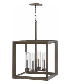 4 Light Medium Outdoor Hanging Lantern in Craftsman Industrial Style - 18.25