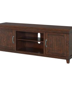 Transitional TV Console, Side Cabinets With Antique Pewter Pulls, Coffee Walnut