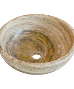 Travertine-Onyx Traonyx Natural Stone Marble Vessel Sink Matte-Honed, D16", H6