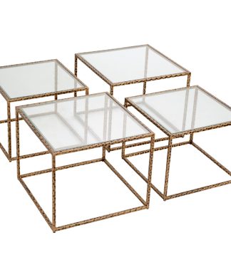 Surya Alchemist AHI-007 Coffee Table Set, Brown/Gold