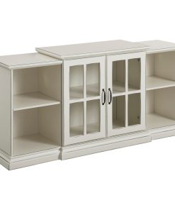 60" Classic 2-Door Tiered TV Console, Antique White