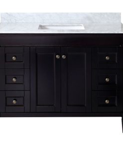 Tiffany 48" Single Bathroom Vanity, Espresso With Marble Top and Square Sink