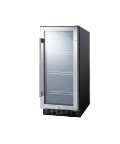 Summit SCR1536BG 15"W 2.5 Cu. Ft. Undercounter Glass Door Wine - Stainless