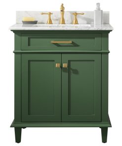 30" Blue Finish Sink Vanity Cabinet, Vogue Green