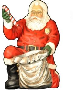 46" Polyresin Santa Kneeling With Open Toy Bag