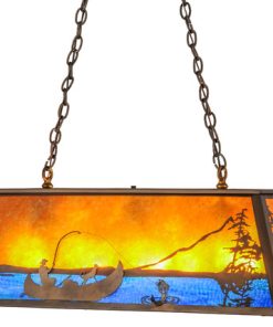 42L Trout & Fisherman Oblong Pendant
