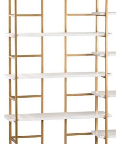 72 Inch Shelving Unit Gloss White/Gold Finish - Furniture - Shelves